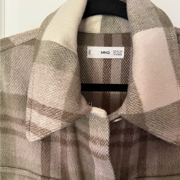 Mango Checkered Oversized Jacket in Cream and Brown - Picture 3 of 3